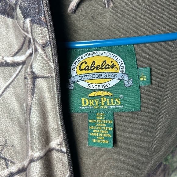 Cabelas Dry Plus Men’s Large Hood Pullover Half Zip Camouflage Jacket, Pockets - Picture 2 of 12
